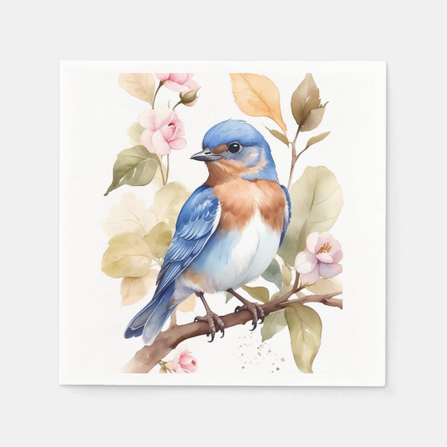 Beautiful Bluebird Watercolor Painting Napkins (Front)