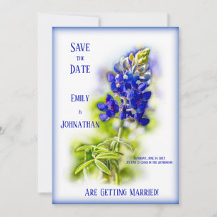 Beautiful Bluebonnet Floral, Modern, Save the Date Invitation