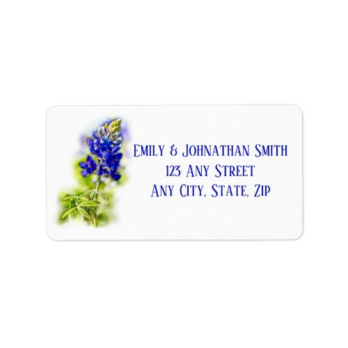 Beautiful Bluebonnet Floral Modern Wedding Label