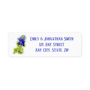 Beautiful Bluebonnet Floral, Modern Wedding, Label