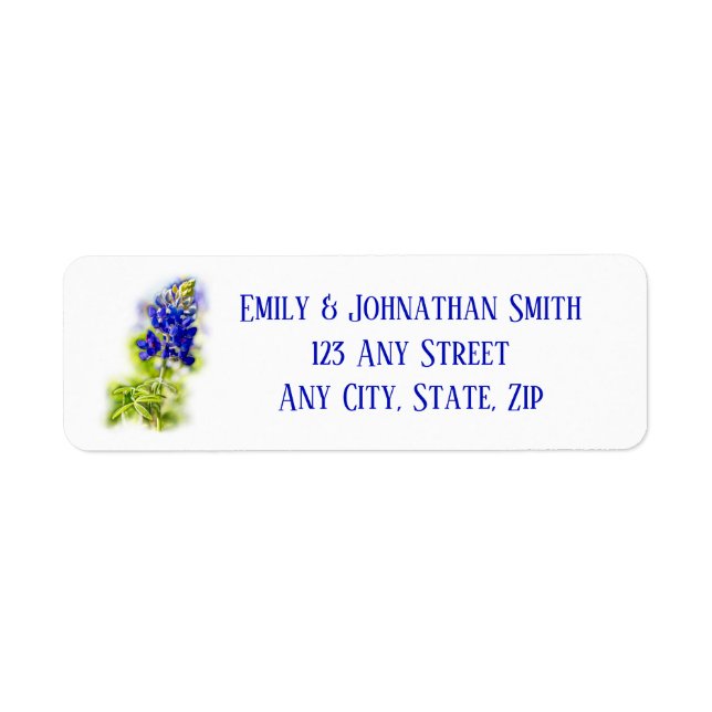 Beautiful Bluebonnet Floral, Modern Wedding, Label (Front)