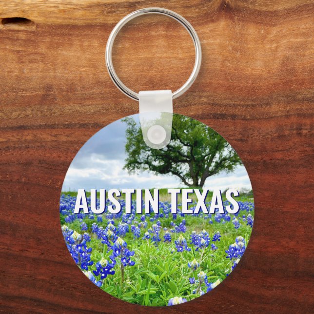 Beautiful Bluebonnets Austin Texas Photography Keychain (Front)