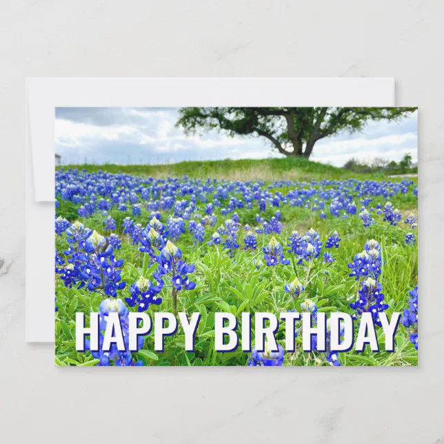 Beautiful Bluebonnets Photo Happy Birthday Card | Zazzle