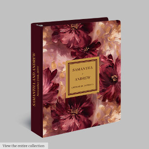 Beautiful Blush Burgundy Gold Wedding Ring Binder