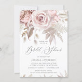 Beautiful Blush Dusty Rose & Ivory Bridal Shower Invitation (Front)