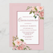 Beautiful Blush Flowers Quinceanera Party Invite (Front/Back)
