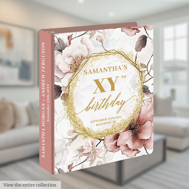 Beautiful Blush Ivory Gold Birthday Memory Album 3 Ring Binder (Beautiful Blush Ivory Gold Birthday Memory Album 3 ring binder)
