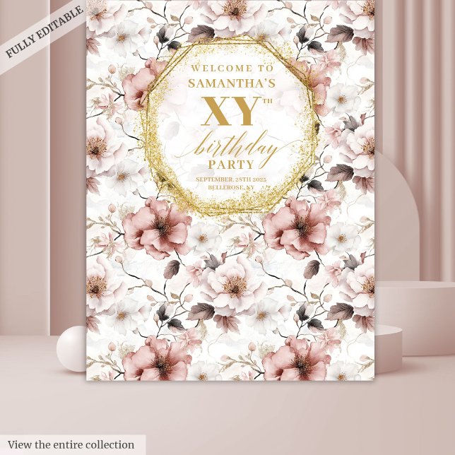 Beautiful blush ivory gold birthday photo backdrop (Beautiful blush ivory gold birthday photo backdrop)