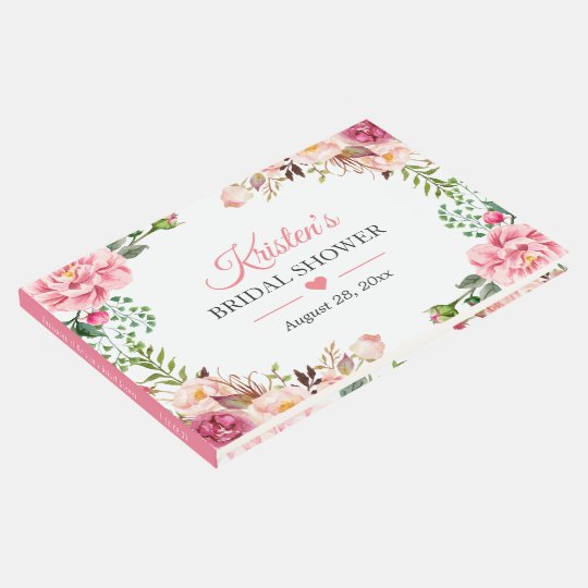 Beautiful Blush Pink Floral Bridal Shower Guest Book ...