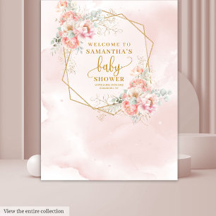 Beautiful blush pink flowers baby shower backdrop