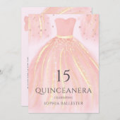 Beautiful Blush Pink Mermaid Dress Quinceanera Invitation (Front/Back)