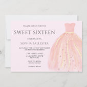 Beautiful Blush Pink Mermaid Dress Sweet 16 Party Invitation (Back)
