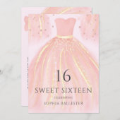 Beautiful Blush Pink Mermaid Dress Sweet 16 Party Invitation (Front/Back)