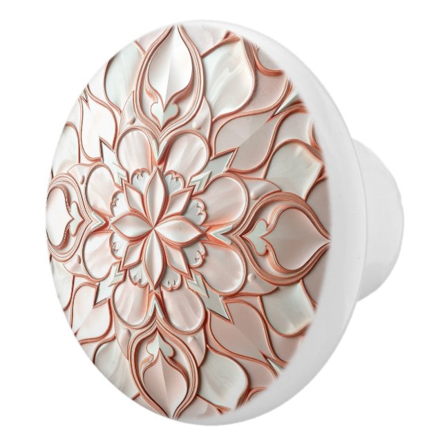 Beautiful blush pink offwhite pearl inspired ceramic knob (Right)