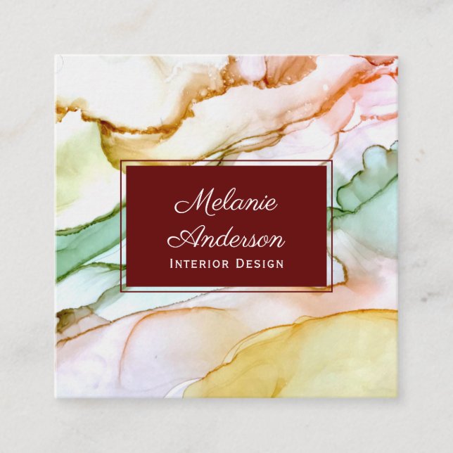 Beautiful Blush Pink Pastel Interior Design Square Business Card (Front)