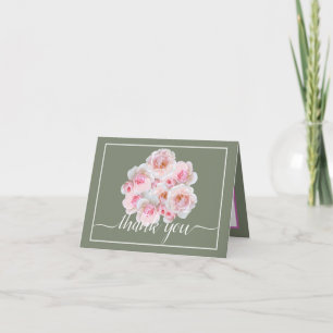 Beautiful Blush Pink Rose Bouquet Modern Thank You Card