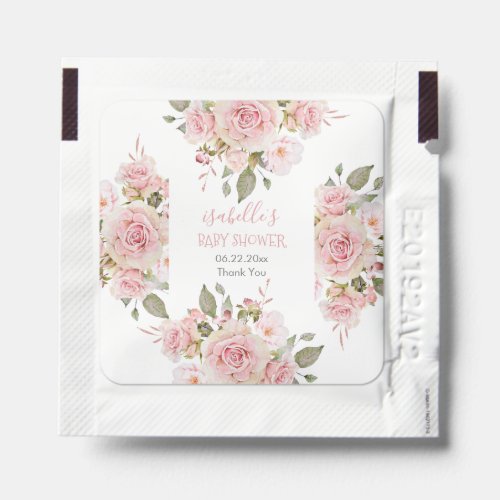 Beautiful Blush Pink Watercolor Floral Baby Shower Hand Sanitizer Packet
