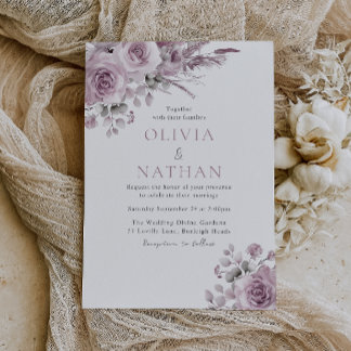 Beautiful Blush Rose Boho Floral Wedding Invitation