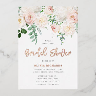 Beautiful Blush & Rose Gold Bridal Shower Foil Invitation