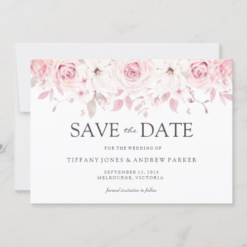 Beautiful Blush Watercolor Floral Save the date