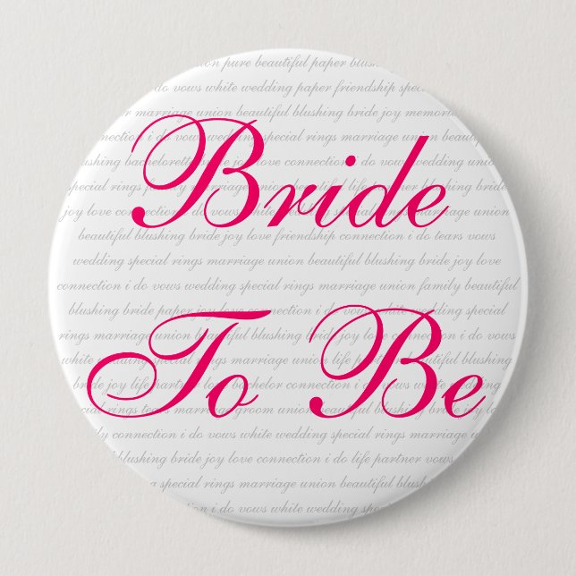 beautiful blushing bride joy love connection i ... button (Front)