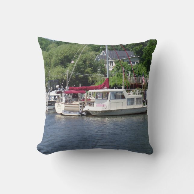 Beautiful Boats Throw Pillow (Front)