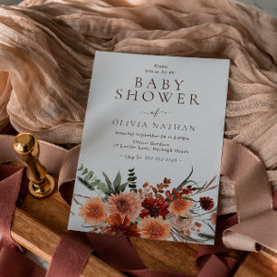 Beautiful Bohemian Flowers Baby Shower Invitation