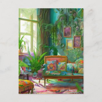 Beautiful Bohemian Living Room  Postcard by angelandspot at Zazzle
