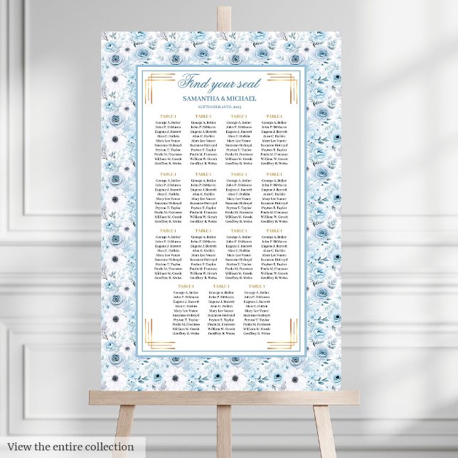 Beautiful Bohemian Pastel Blue Gold Seating Chart (Beautiful Bohemian Pastel Blue Gold Seating Chart

)