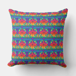 Beautiful Bohemian Style Purple, Aqua and Gold Throw Pillow