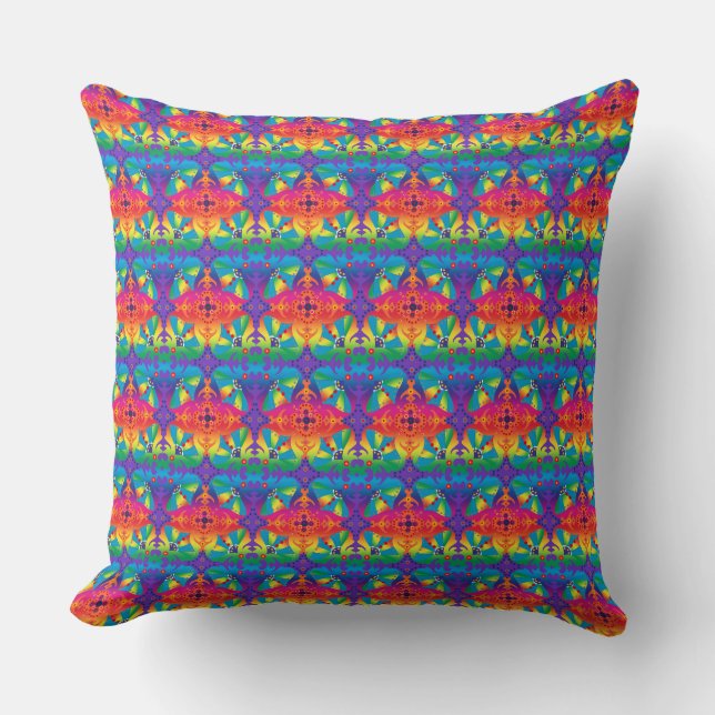 Beautiful Bohemian Style | Purple, Aqua and Gold Throw Pillow (Front)