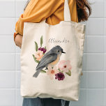 Beautiful Bohemian Style Watercolor Bird & Branch Tote Bag<br><div class="desc">Beautiful bohemian style watercolor Bird that is peached on a brach with blooming florals. Our design features our hand painted floral birds resting on a branch of blooming flowers. All illustrations are hand drawn original artwork by Moodthology.</div>