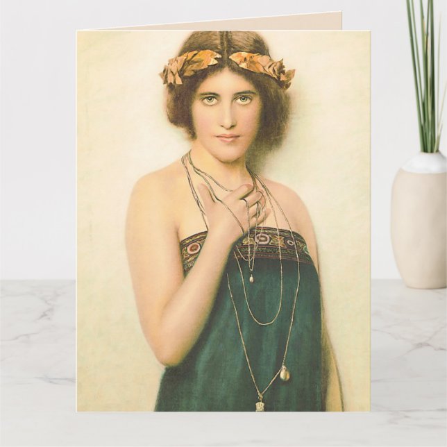 BEAUTIFUL BOHEMIAN VINTAGE LADY BIRTHDAY CARD (Front)