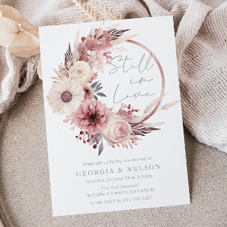 Beautiful Boho Blush Wedding Vow Renewal Invitation