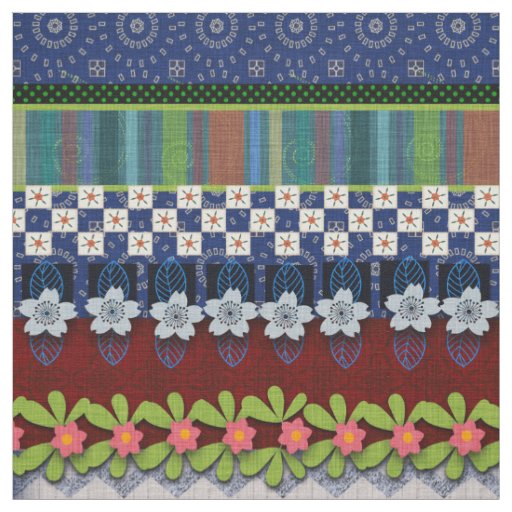 Beautiful Boho Border | Whimsical Floral Design Fabric