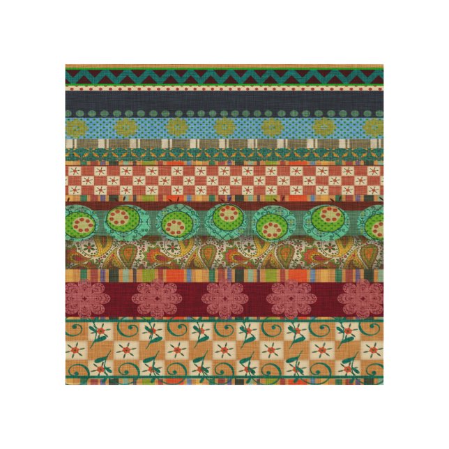 Beautiful Boho Borders Multicolor Patterns Wood Wall Art (Front)