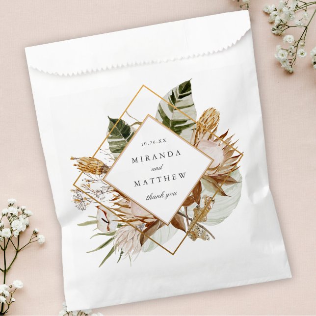 Beautiful Boho Botanical Geometric Frame Wedding Favor Bag (Creator Uploaded)