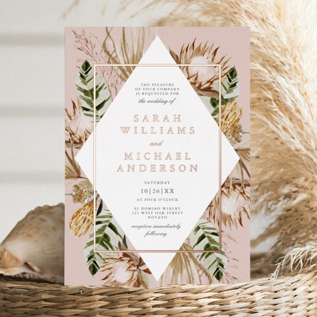 Beautiful Boho Botanical Geometric  Wedding Foil Invitation (Creator Uploaded)