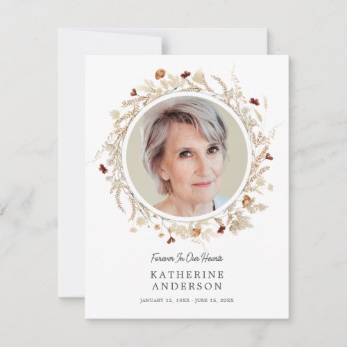 Beautiful Boho Botanical Memorial Photo Card 