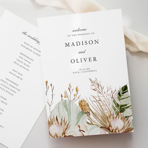 Beautiful Boho Botanical Wedding Ceremony Program