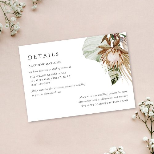 Beautiful Boho Botanical Wedding Details Enclosure Card