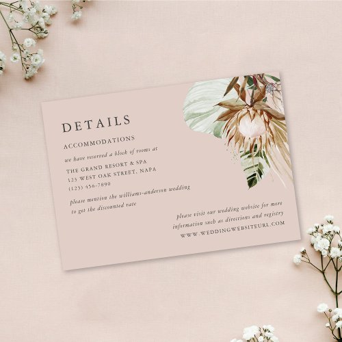 Beautiful Boho Botanical Wedding Details Enclosure Card