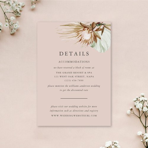 Beautiful Boho Botanical Wedding Details Enclosure Card