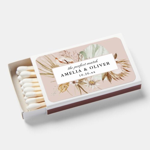 Beautiful Boho Botanical Wedding Favor Matchboxes