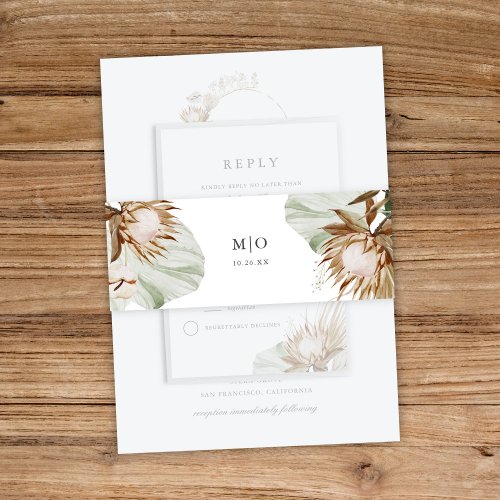 Beautiful Boho Botanical Wedding Invitation Belly Band