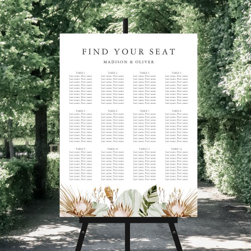 Beautiful Boho Botanical Wedding Seating Chart 12 Foam Board