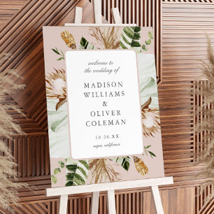 Beautiful Boho Botanical Wedding Welcome Foam Board