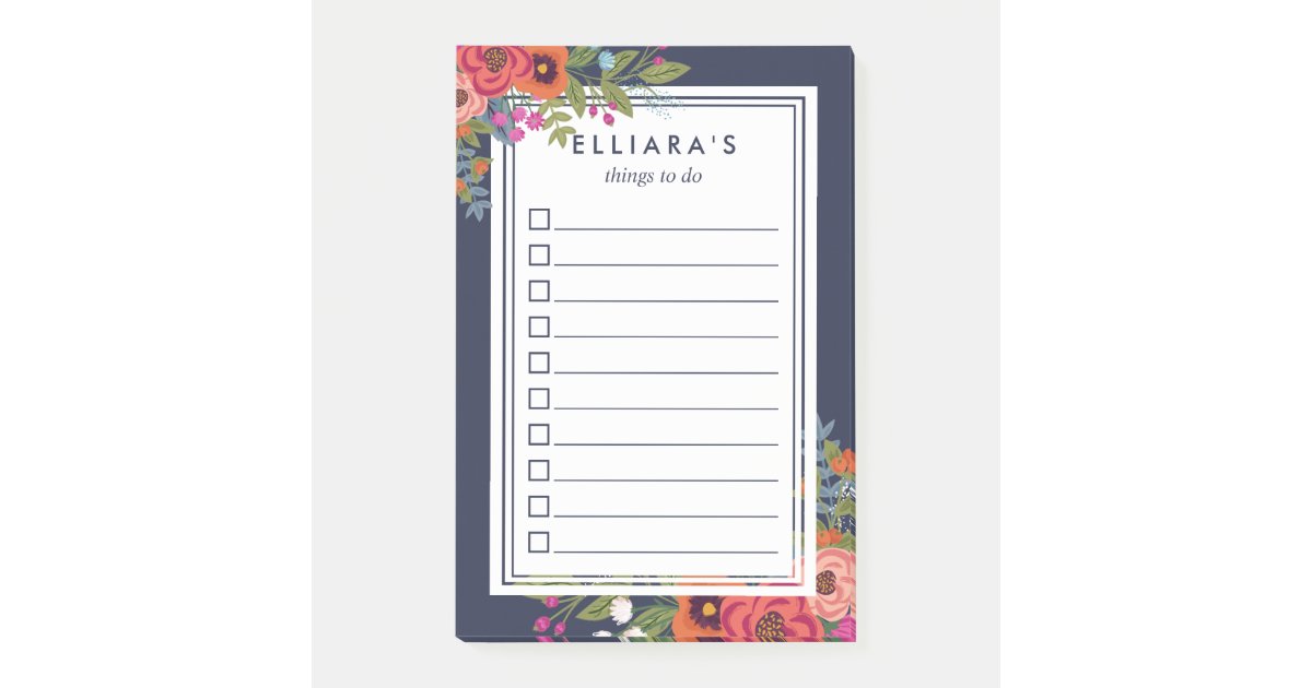 Beautiful Boho Bouquet - Custom Name To Do List Post-it Notes | Zazzle
