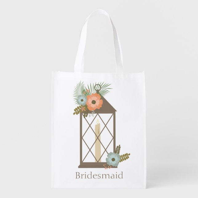 Beautiful Boho Candle Bridesmaid Grocery Bag (Front)