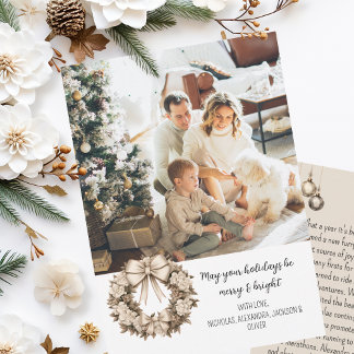 Beautiful Boho Christmas Year in Review Holiday Card